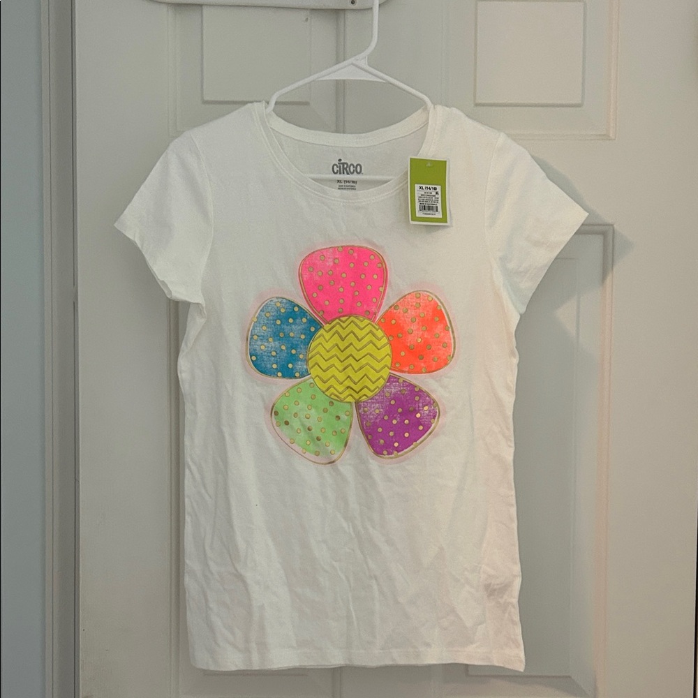 Circo White Tee with Multicolor Flower Design